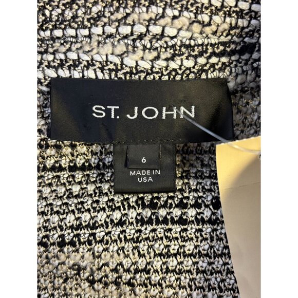 St. John Knit Jacket Tan/Black Size 6 Textured Pattern Button Closure 6 - Picture 8 of 8